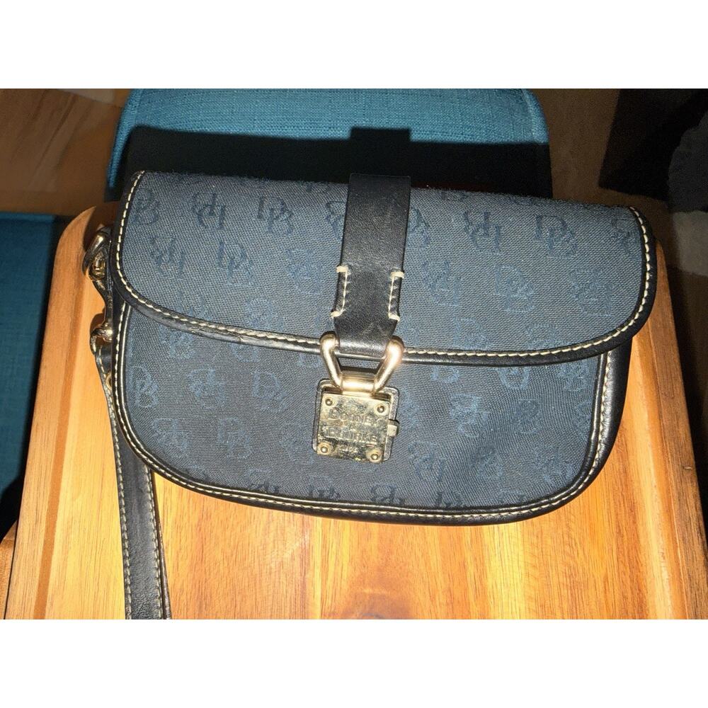 Dooney & Bourke Vintage Wristlet Women Small Navy Monogram Leather Y2K Designer